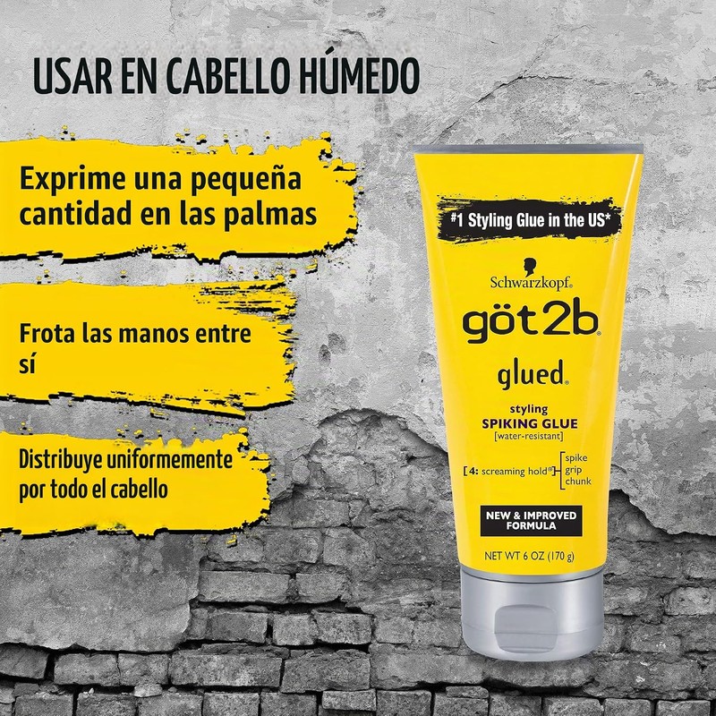 Got2b Pegado Styling Pegamento para el cabello, 6 onzas (recuento