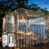 Ryblgled 300 LED Battery Operated Curtain Lights,10ftx10ft Battery Power Fairy