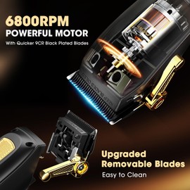 Zeuti Hair Clippers,Mens Beard Trimmer,Electric Razor for Men,Professional Hair Cutting Kit & Zero Gap T-Blade Trimmer & 7500 RPM Foil Shaver with LCD Display,Mens Gift