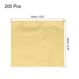 MECCANIXITY 200 Pcs Gold Leaf Sheets 5.5" x 5.5" Imitation Gold Foil Sheets for Crafts,Picture Frames,Sculpture,Nails and DIY Arts Decoration,Golden Yellow