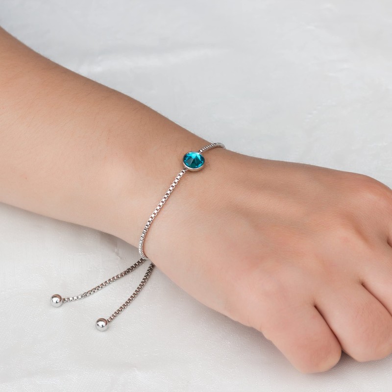 Philip Jones December (Blue Topaz) Birthstone Bracelet Created with Zircondia®