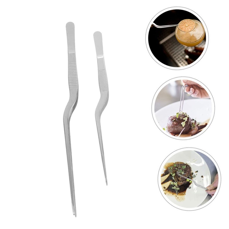KICHOUSE Stainless Steel Tweezers Angled Tip Tweezer Tongs Fish Bone