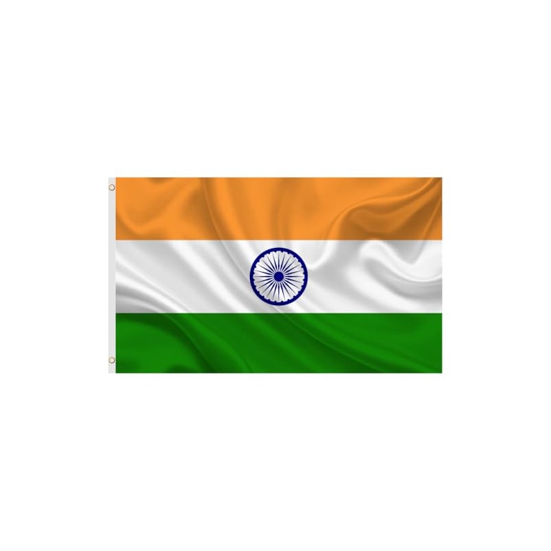 Second Ave India Flag 5ft X 3ft Large with Brass