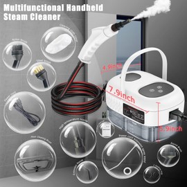 Handheld Steam Cleaner with Touch Screen, Portable Steamer for Cleaning, Hand Held Steamer Cleaner, Pressurized Hand Steam Cleaner for Home Car Detailing Walls Grout Couch Tile Carpet, White
