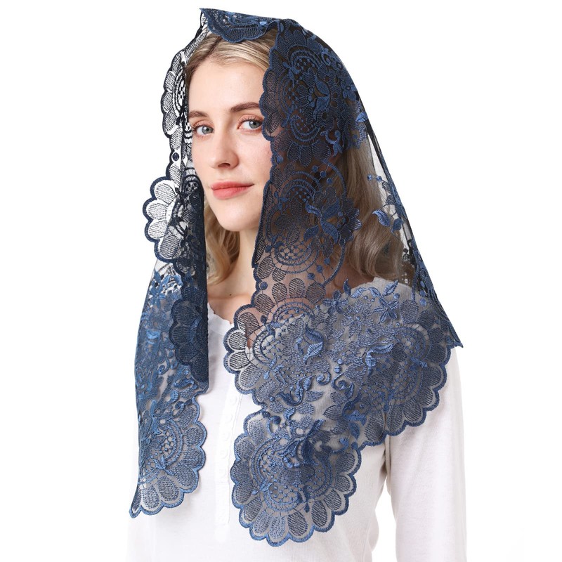 Mantilla tradicional bordado para cubrir la cabeza, triángulo de encaje,