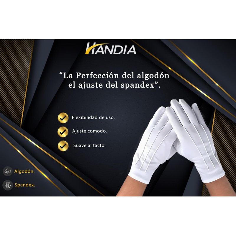 Handia - Guantes Blancos para militar, escolta, cadete, mesero, guante