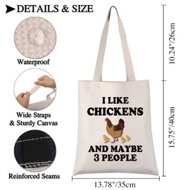 PLITI Chicken Tote Bag Chicken Lover Gift Chicken Mom Gift I Like Chickens And Maybe 3 People Gift Crazy Chicken Lady Gift (I Like Chickens TGU)