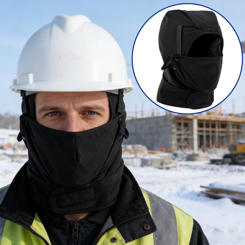 Winter Hard Hat Liner with Removable Mask, Waterproof Warm Hardhat