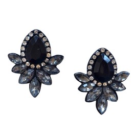 Happiness Boutique Damen Statement Ohrringe Strasssteine | Große Vintage Ohrstecker Schwarze Ohrringe