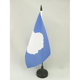 Antarctic Table Flag 5'' x 8'' - Antarctic continent Desk Flag 21 x 14 cm - Black plastic stick and base - Drapeau Antartique AZ FLAG
