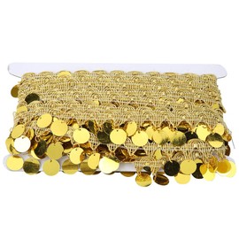Belly Dance Tassel Belt Round Coin Hip Scarf for National Clothes Accessories Supplies 10 Yards (Gold)