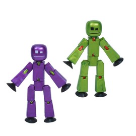 Zing StikBot Dual Pack - Includes 2 StikBots - Collectible Action Figures and Accessories, Stop Motion Animation, Ages 4 and Up (Metal Eggplant and Metallic Olive)