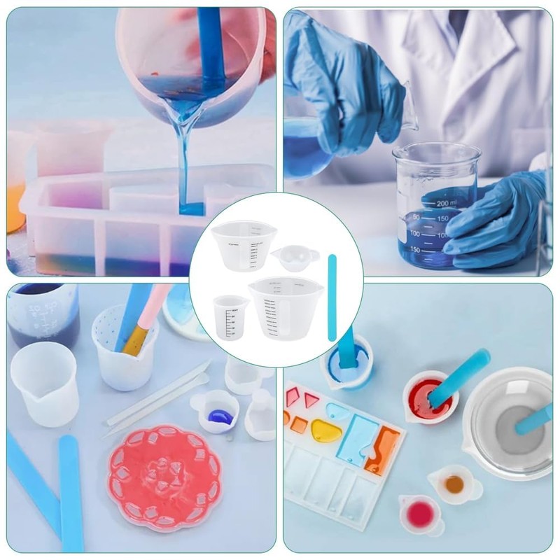4 Pieces Silicon Measuring Cups Epoxy Resin Mixing Kit with