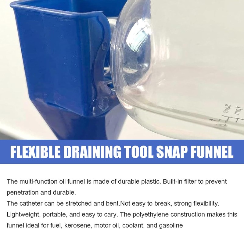 Car Flexible Oil Draining Funnel, Plastic Foldable Hand-Free Funnel, Universal