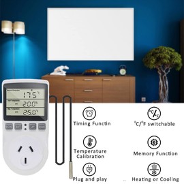 Temperature Controller Electric Thermostat AU Plug LCD Display Heating Cooling Mode