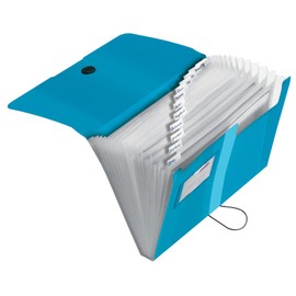 Herlitz 11277944 Fächermappe, Polypropylen-Folie, mit 12 dehnbaren Fächern, transprant blau