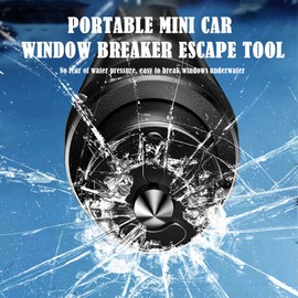 Xisfriean Portable Mini Car Window Breaker Escape Tool Glass Breaker Seatbelt Cutter 2-in-1 Mini Glass Breaker with Holder for Land or Underwater Emergency Life-Saving