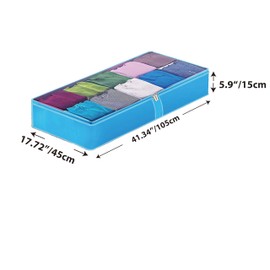 Maishijie Pack of 2 Oxford Fabric Underbed Storage Bags, Clothes Storage Bag with Clear Window, 105 x 45 x 15 cm, 71L Foldable Storage Organiser for Duvets, Clothes, Blankets