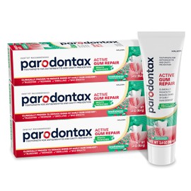 Parodontax- Tres tubos de 3,4 oz de pasta de dientes Parodontax Active Gum Repair Breath Freshener, una pasta de dientes antigingivitis y anticaries