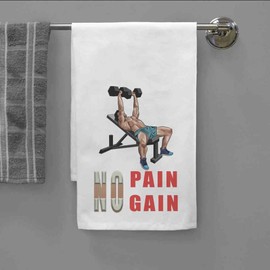 Azeeda 'Elevated Strength with Dumbbells' White Cotton Tea Towel/Dish Cloth (TW00036822)