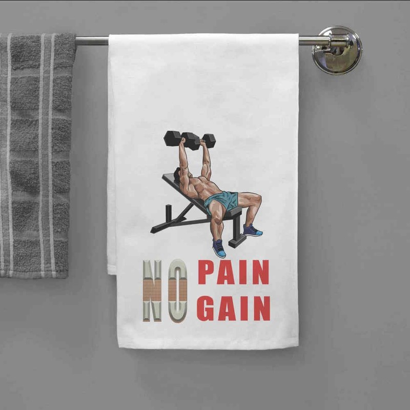 Azeeda 'Elevated Strength with Dumbbells' White Cotton Tea Towel/Dish Cloth
