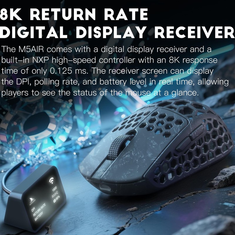 Darmoshark M5Air Mini Wireless Gaming Mouse,Tri-Mode 8K/Bluetooth Mouse Up to