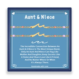 AINILOVE 2 Pcs Matching Aunt and Niece Bracelets, 14K Gold Plated Stainless Steel Link Bracelets, Wave & Wave