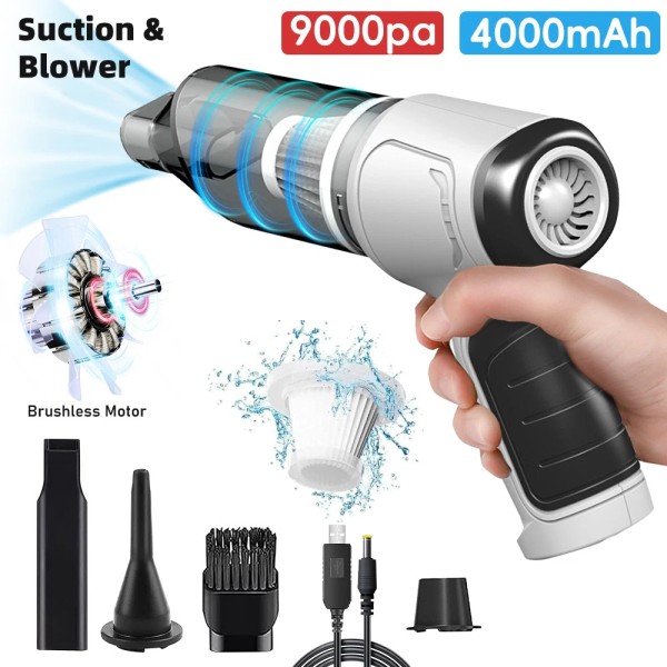 High Power Portable Wireless Vacuum with Brushless Motor Mini Car