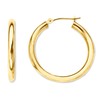 14K Yellow Gold 2MM Shiny Round Tube Hoop Earrings, 15mm