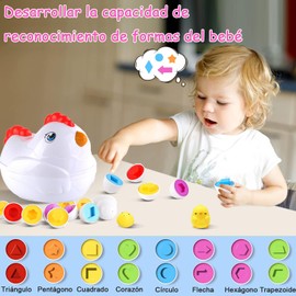 Shoonlo 12 Huevos de Juguete, Material Didáctico Preescolar, Juguetes Educativos 4-9 Años, Regalos Montessori para Niños, Juguetes Sensoriales para Reconocimiento de Colores y Formas