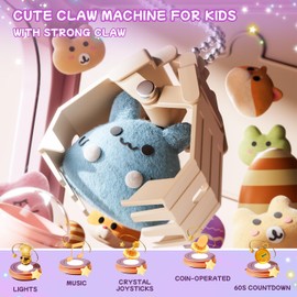 Unicorns Claw Machine for Kids Girls, Mini Arcade Candy Vending Machine, Coin/Countdown/Interactive Cheer, Fidget Stuff Prizes Refill, Egg Grabber Machine Dispenser, Party Toys Gifts for Girls Boys