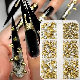 Nail Charms White Nail Art Charms Design Nail Studs Rhinestones for Acrylic Nails Nail Jewelry and Gems Shiny Nail Charms for Women and Girls Salon Manicure DIY Decoration Kit