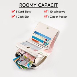 RNIEGA Women's Purse, Women's Small PU Leather, Purse Women's RFID Blocking, Purse with Zip and Multiple Card Slots, 51-White, Classic