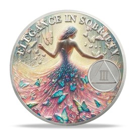 deDecoml Elegant Sobriety Challenge Coin for Women with Inspirational Design (5 Years)