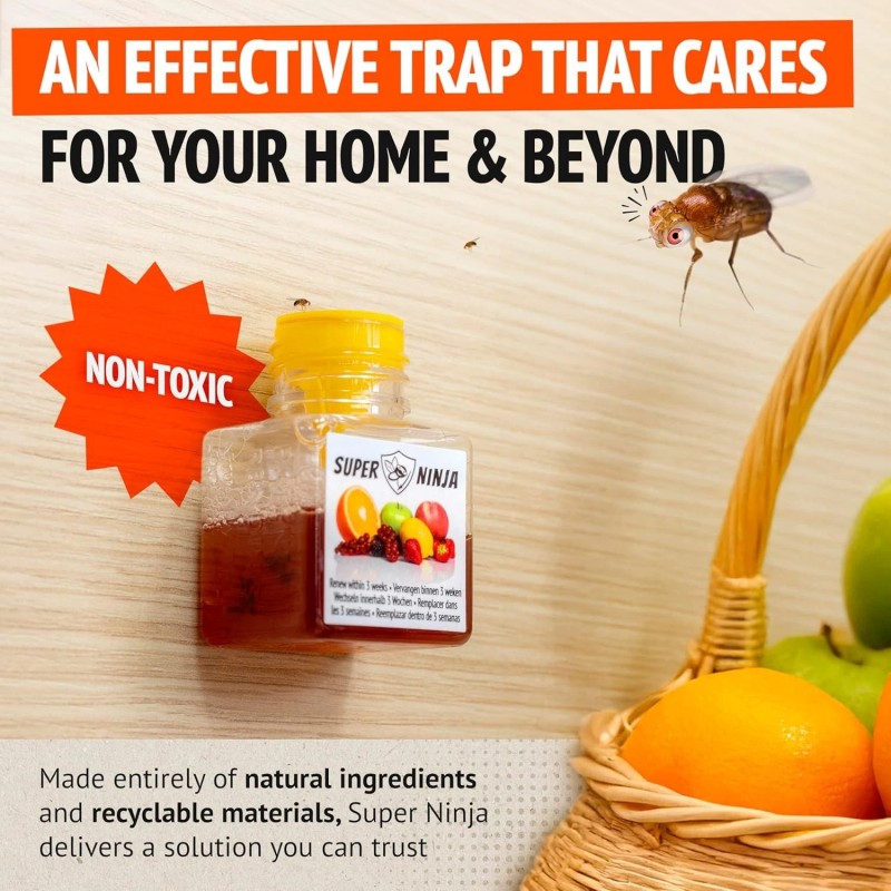 Super Ninja Fruit Fly Traps for Indoors - 1 Pack,