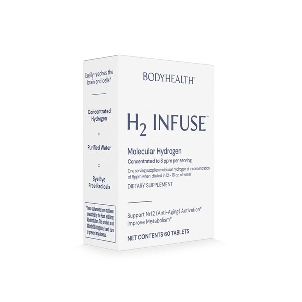 BodyHealth H2 Infuse - Molecular Hydrogen Tablets: A Concentrated Hydrogen Gas in an Easy-to-take Form, Allowing You to Reap The Health-inducing and immuno-Protective Benefits. (60 Count)