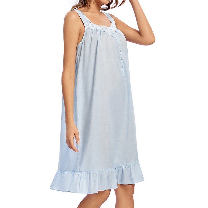 FMIRREO - Camisón de algodón para mujer, sin mangas, cómodo,