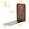 VIVTOB Book Ends, Black Walnut Wooden Bookends for Shelves -