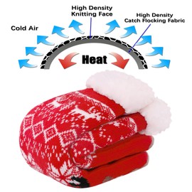 FNOVCO Kids Slipper Socks Boys Girls Fuzzy Soft Thick Cozy Warm Fleece lined Winter Indoor Christmas Socks (8-12 Years, Red Christmas Deer)