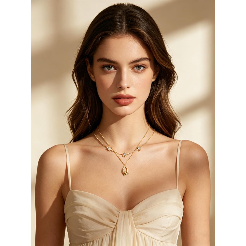 JIYVY32 14K Gold Plated Q Chic Initial Letter Keepsake