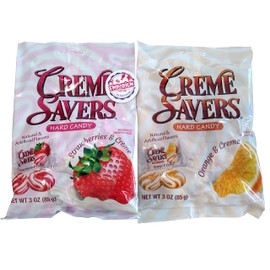 Creme Savers - Orange and Creme Strawberry and Creme - 1 3 oz Bag of Each Flavor