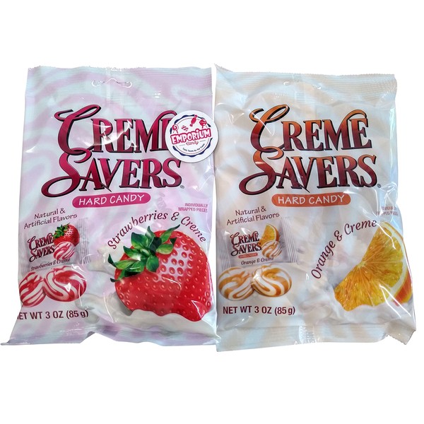 Creme Savers - Orange and Creme Strawberry and Creme - 1 3 oz Bag of Each Flavor