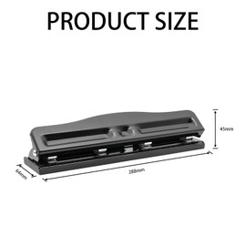 4-Hole Adjustable Paper Punch, 10-Sheet Capacity, Non-Slip Desktop Hole Puncher for A4 Refills, Office School Document Organizer(Black)