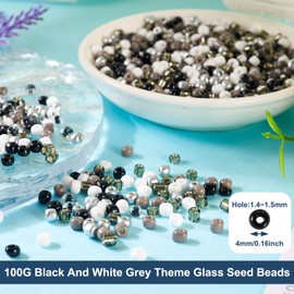 Magibeads 0.22lb 4mm Random Glass Seed Beads 6/0 Mix Rondelle Crystal Pony Beads Bulk Black Brown Seed Bead Kit for Crafts DIY Friendship Bracelets Beading Jewelry Making Supplies