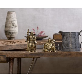 Kaikun Seven Lucky Gods, Benzaiten, Silky Gold, Buddhist Master: Hideun Makita Sculptor_Kobikin Buddha Statue Figurine, Takaoka Copperware (7f)