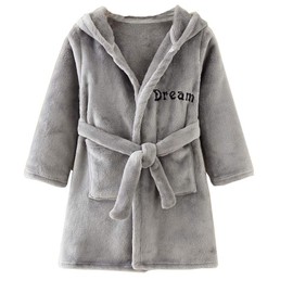 JZLPIN Children's Bathrobe Kids Hoodie Robes Flannel Pajamas Dressing Gown for Boys Girls Grey 3 Years