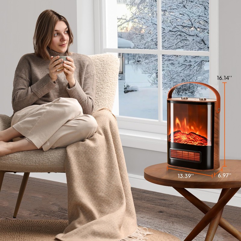 ROVSUN Electric Fireplace Heater for Indoor Use, 1500W Portable Fake