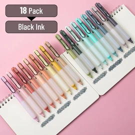 Mr. Pen- Retractable Gel Pens, 18 Pack, Black Ink, Vintage & Pastel Barrels, Fast Dry, Fine Point 0.5mm, Aesthetic for Journaling