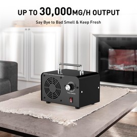 AIIKEE Commercial Ozone Machine 30,000mg/h, Industrial High Capacity of Multipurpose Ozone Purifier with Carry Handle for Home, Bar, Farm and Restaurant Black