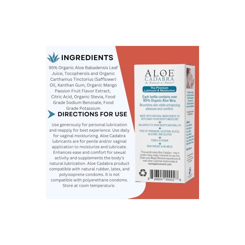 Lubricante personal con sabor a Aloe Cadabra, Mango, Paquete con